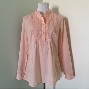 Gap Women’s High Collar Long Sleeve Blouse Light Pink/Peach Size L